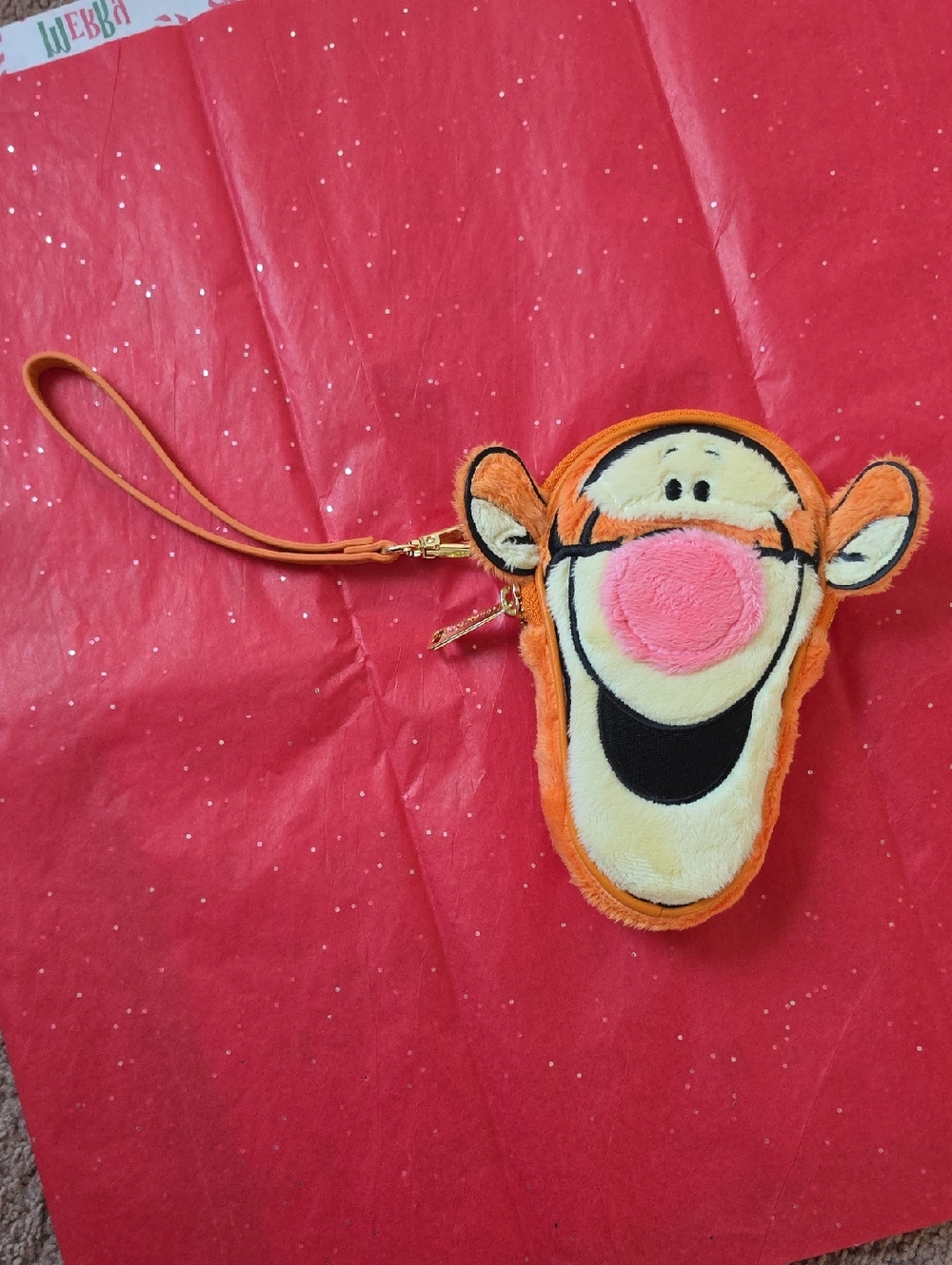 Loungefly Tigger Plush Wristlet - Orange, Pink, Cream, Black